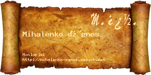 Mihalenko Ágnes névjegykártya